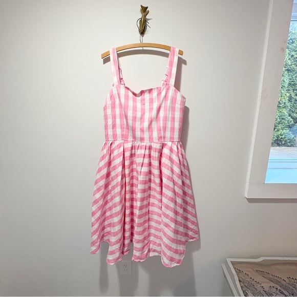 Vixen By Micheline Pitt Dream House Swing Dress Pink Gingham Size 3X Pockets - Picture 2 of 16